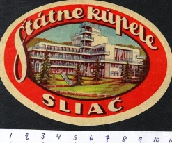 Tradera Bagageetikett Státne Kúpele, Sliac Tjeckoslovakien hotel hotell> Kuriositeter