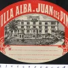 Tradera Bagageetikett Villa Alba, Juan les Pins Frankrike hotel hotell> Kuriositeter