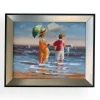 Tradera Ban på stranden, oljemålning med ram, innermått 20x25 cm| Malerier