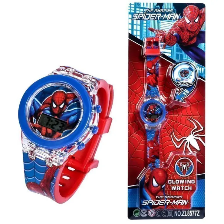 Tradera Barnklocka med lysande Spiderman-motiv> Børnure