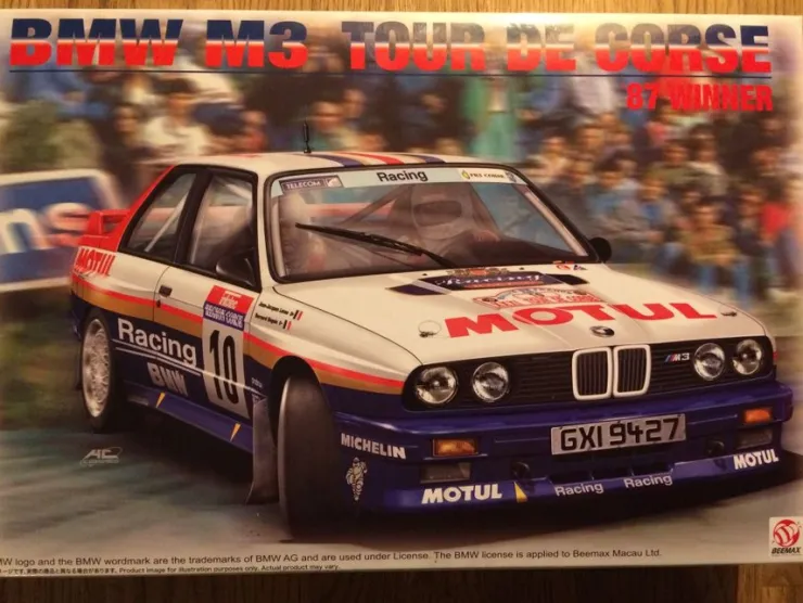 Tradera Beemax BMW M3 1987 Tour De Corse Winner, skala 1:24| Plastik Byggesæt
