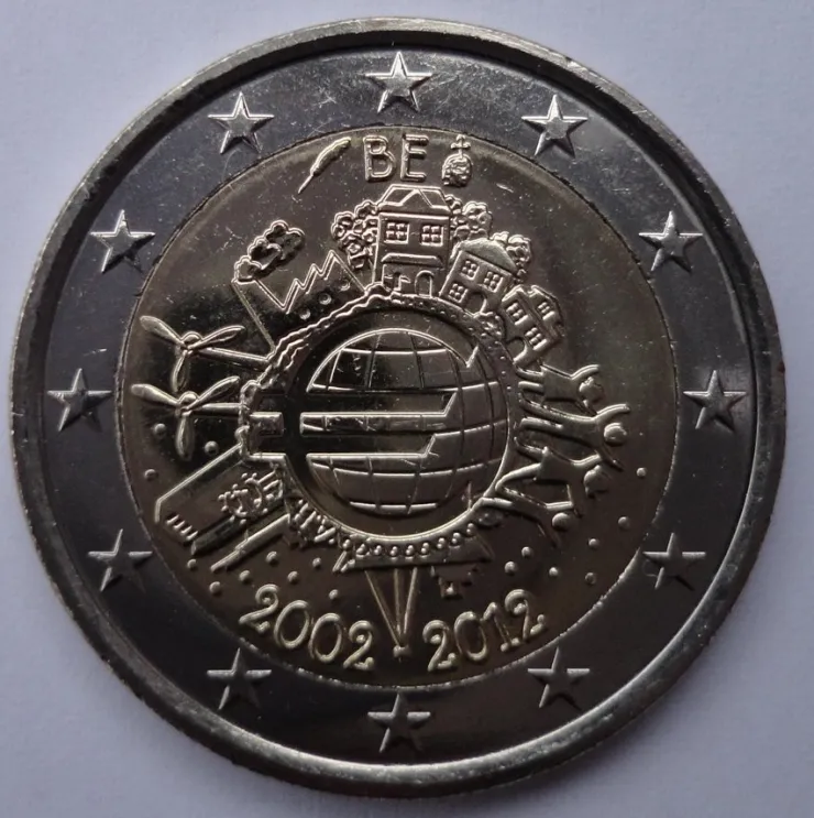 Tradera Belgien 2 euro 2012 10 years euro| Euromønter Og Sedler