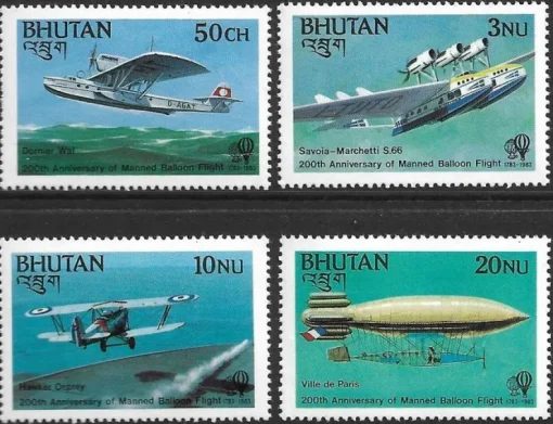 Tradera Bhutan Flygplan luftskepp Mi 824-27 xx| Asien