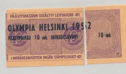 Tradera BILJETT.OLYMPIA 1952..MED KUPONG..MYCKET OVANLIGT OBJEKT,> Olympia