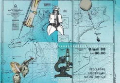 Tradera Brazil frimärksblock Forskning i Antarktis 1988, #2127| Sydamerika & Caribien