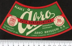 Tradera Åbro bryggeri, gamla Vimmerby bryggeriet, äkta Enbärsdricka klass I| Breweriana
