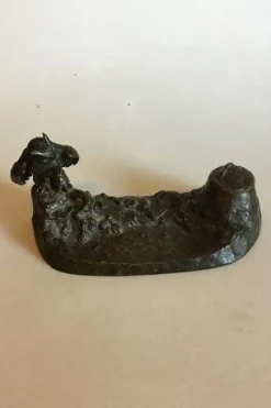 Cheap Bronze Penneholder med Blækhus. Dekoreret med ugle Brugs- & Pyntegenstande