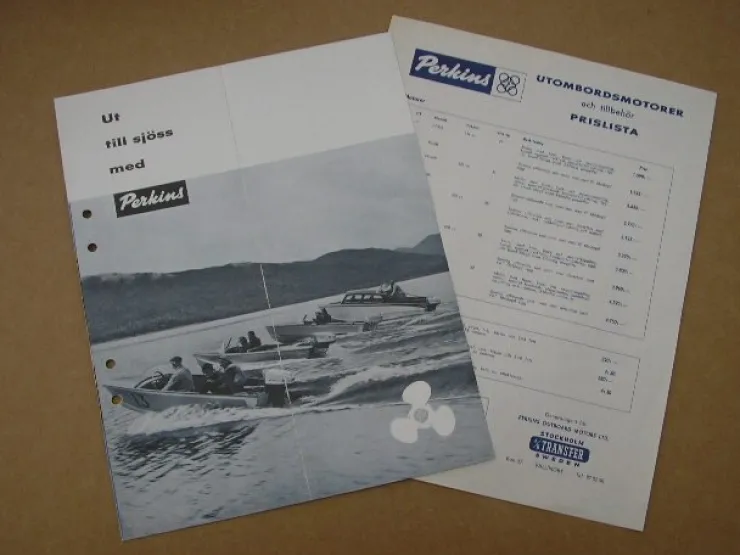 Tradera Båt Försäljningsbroschyr PERKINS 1961 +prislista utombordare| Både