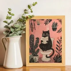 Tradera Canvas Poster Katt Toalett 30x21 cm| Plakater
