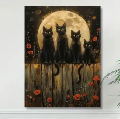 Tradera Canvas Poster Katter Natt 40x30 cm| Plakater