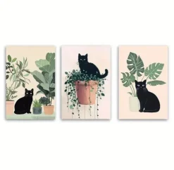 Tradera Canvas Posters Katt Växter Monstera 30x20 cm| Plakater