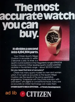 Tradera CITIZEN - THE MOST ACCURATE WATCH, REKLAM TIDNINGSANNONS 1976> Andet Urrelateret