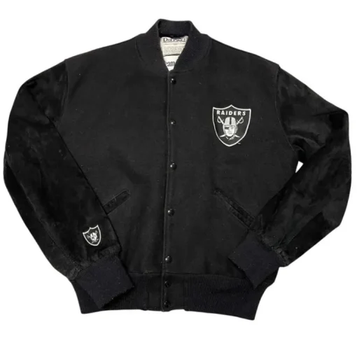 Tradera DeLong NFL Los Angeles Raiders varsity jacket> Amerikansk Fodbold