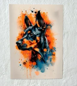 Tradera Dobermann i Färgexplosion – A4 Premium Glansigt Papper (utan ram)| Fotokunst