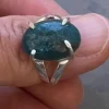 Tradera Elegant Ring med Naturlig Blå Apatit Silverpläterad (Storlek ca 18,5)> Ringe