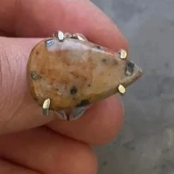 Tradera Elegant Ring med Naturlig Jaspis Silverpläterad (Storlek ca 16)> Ringe