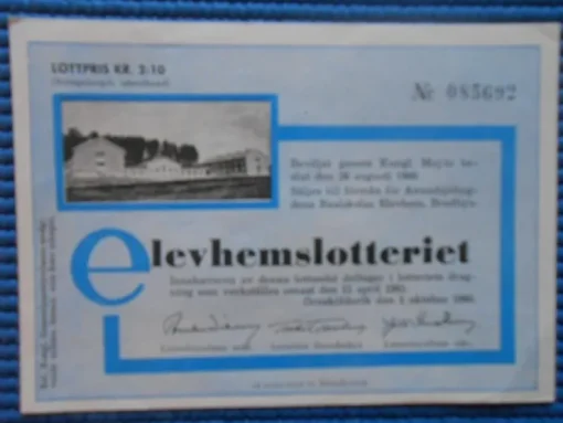 Tradera Elevhemslotteriet 1960> Lotterier & Lodsedler
