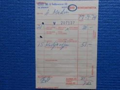 Tradera ESSO Kontantnota 1974. ESSO Bil och traktorservice AB Skruv| Bensinia