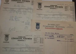 Tradera Fakturor från AB Förenade Köpmän - en Fiskavdelningen i Uddevalla + 3 STHLM 1920> Fragtsedler & Fakturaer