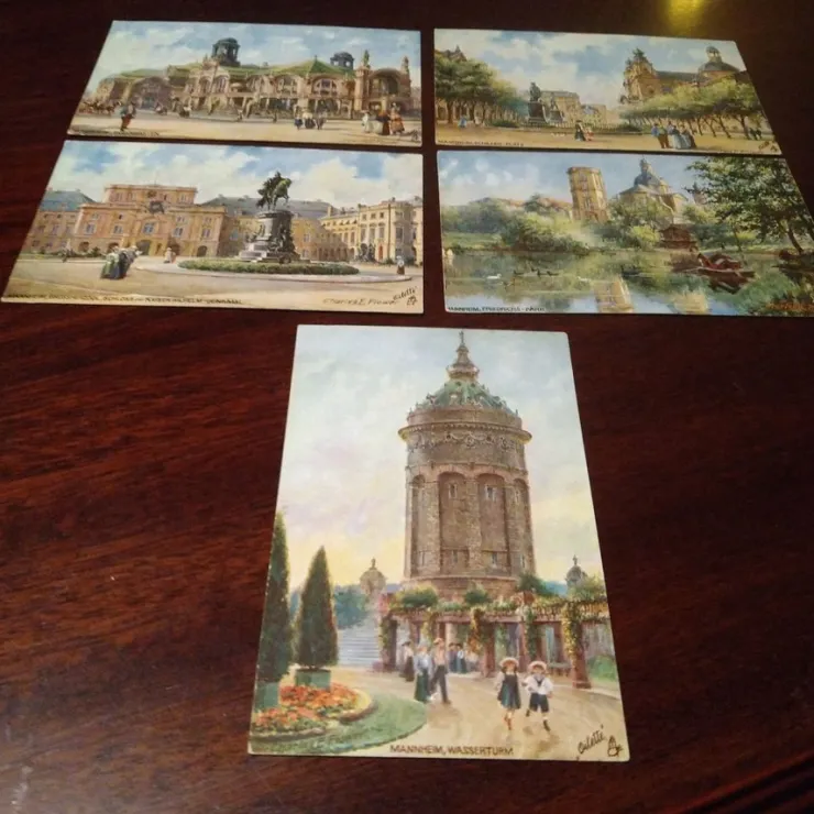 Tradera Fem kort fr Mannheim Tyskland 14x9cm i bra skick| Verden Undtagen De Nordiske Lande
