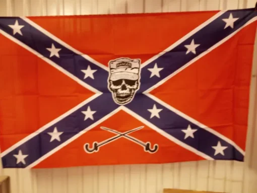 Tradera flagga sydstatsflagga rebel med döskalle ranger> Flag