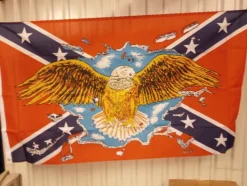 Tradera flagga sydstatsflagga rebel med örn> Flag