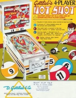 Tradera Flyer flipperspel Gottlieb Hot Shot| Spillemaskiner