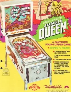 Tradera Flyer flipperspel Gottlieb Jungle Queen| Spillemaskiner
