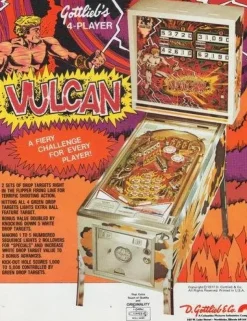Tradera Flyer flipperspel Gottlieb Vulcan| Spillemaskiner
