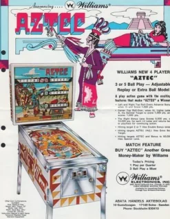 Tradera Flyer flipperspel Williams Aztec| Spillemaskiner