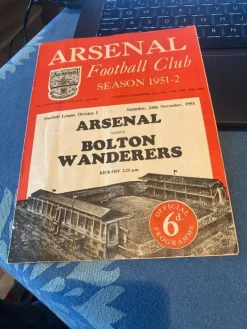 Tradera FOTBOLL Program Arsenal FC v Bolton Wanderers FC 24/11 1951 Highbury> Sportsmemorabilia
