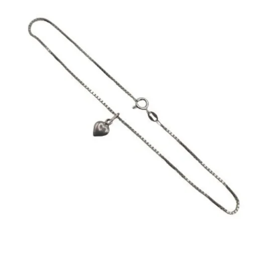 Tradera Fotlänk med Hjärthänge, 25cm, Silver 925> Ankelkæder