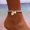 Tradera Fotsmycke Sexig ankelarmband justerbar Ankellänk semester Snäckskal palm pärla> Ankelkæder