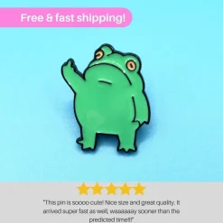 Store FUNNY FROG Enamel Pin | Flipping the Bird | Froggy Animal | Cartoon Badge Brooch Stofmærker & Pins