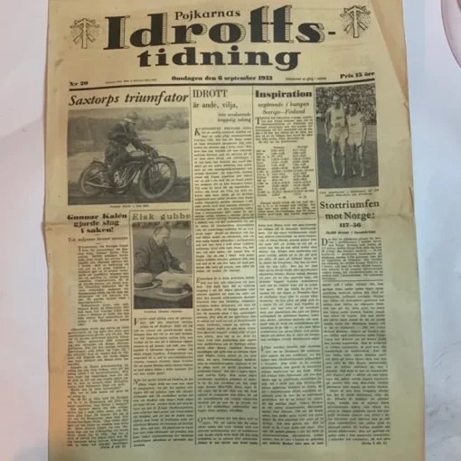 Tradera Gammal tidning - Pojkarnas Idrottstidning 6 sept 1933> Sportsmemorabilia