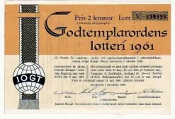 Tradera Godtemplarordens lotteri 1961> Lotterier & Lodsedler