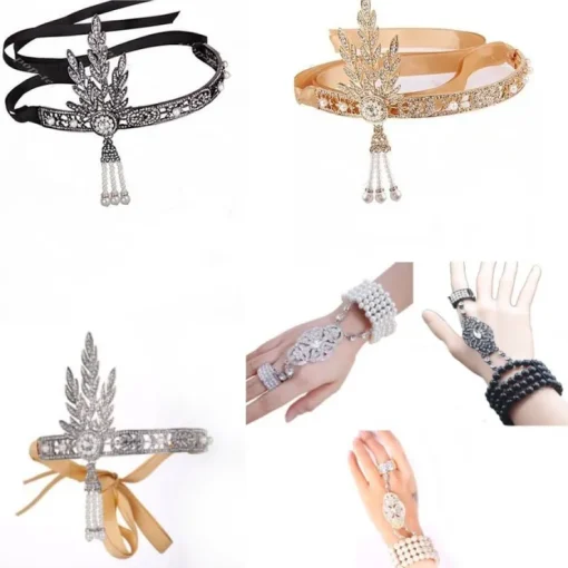 Cheap Great Gatsby 1920 Vintage bröllop brud hår krona diadem hårband + Armband SILVER Hårtilbehør