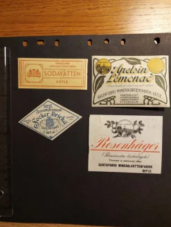 Tradera Gävle, Gefle, Kringlan, Gustafsbro. Soda, apelsin, socker, Rosenhäger. Etiketter| Breweriana