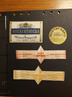 Tradera Gävle, Gefle, Wadmans, Gustafsbro. Socker, soda, hallon, annanas. Etiketter| Breweriana