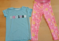 Tradera Gymnastikkläder - Ljusblå t-shirt & Rosa leggings strl 98> Gymnastik