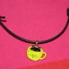 Tradera Halsband ca 40-66 cm med katt i kopp av emalj berlock/metall/läder.> Selvdesignede Smykker