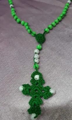 Tradera Handmade Rosary Religiöst radband med Jesus Kristus Tillverkad av vit spets> Halskæder