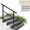 Store Handräcke för Utomhustrappor – 48 x 35,5 Tum, Svart Aluminium Kroge, Håndtag & Beslag
