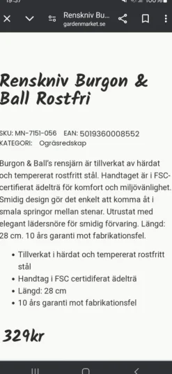 Tradera Helt NY Plattrensare från Burgon & Ball.| Haveredskaber