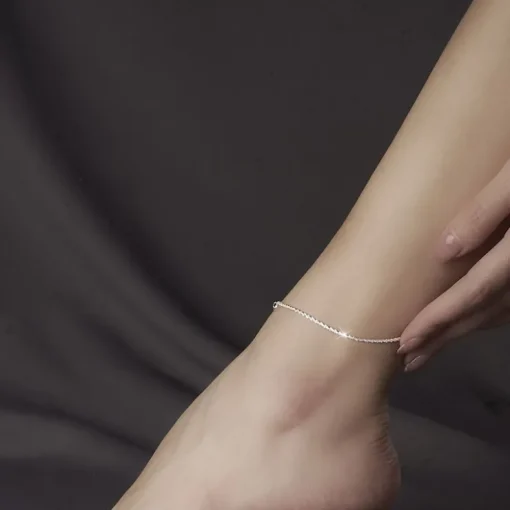 Tradera HELT NYTT!! 21+5CM Fotsmycke Fotlänk Ankel bohe enkel kedja silver pläterad> Ankelkæder