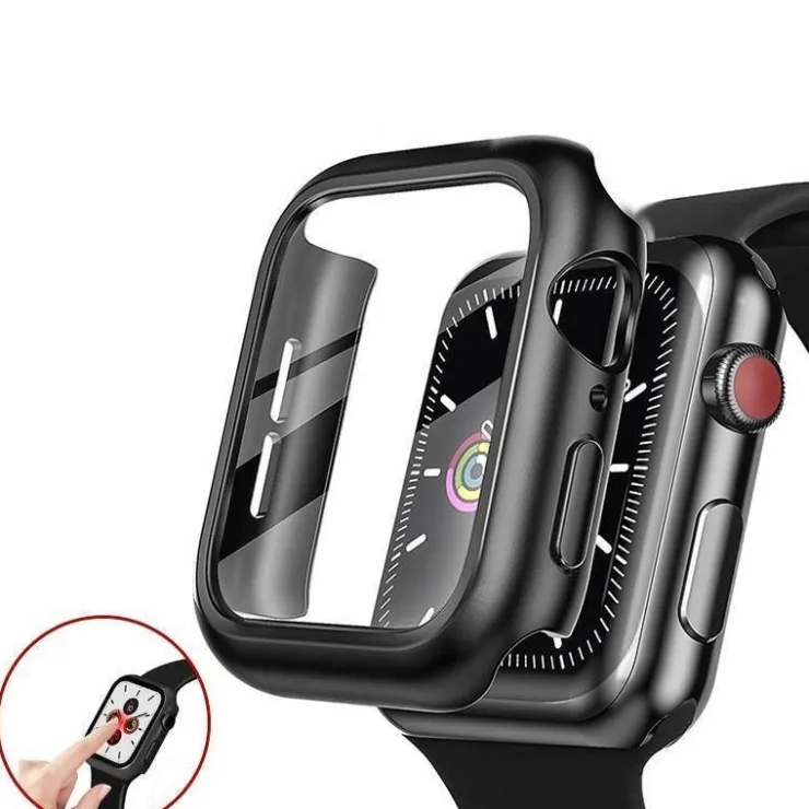 Tradera Heltäckande Skal till Apple Watch 5/6/SE Härdat glas 40mm SVART> Anden Telefoni