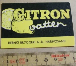 Tradera HERNÖ BRYGGERI, HÄRNÖSAND. CITRON-VATTEN| Breweriana