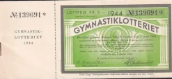 Tradera Häfte med 9 lottsedlar. Gymnastiklotteriet 1944> Lotterier & Lodsedler