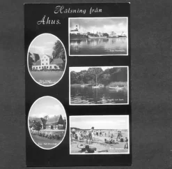 Tradera Hälsning från Åhus svartvitt 5bilderskort från 1940talet| Svenske Landskaber