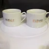 Cheap H&M HOME TVÅ MUGGAR VITA OCH GULD MED TEXT INHALE EXHALE Keramik & Porcelæn, Svensk
